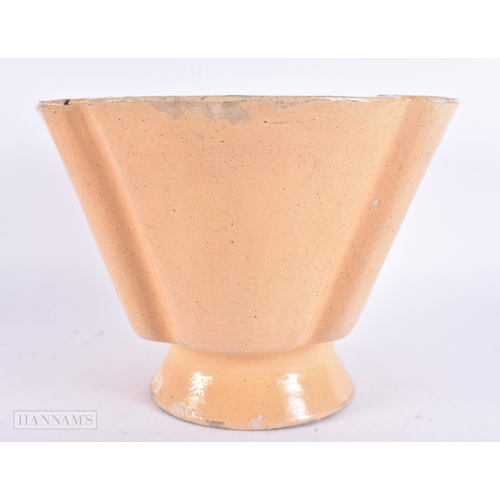 144 - A VERY LARGE ANTIQUE HOGANAS POTTERY JELLY MOULD. 27 cm x 18 cm.