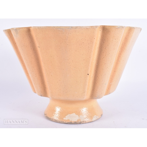 144 - A VERY LARGE ANTIQUE HOGANAS POTTERY JELLY MOULD. 27 cm x 18 cm.