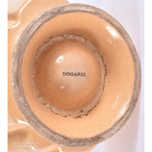 144 - A VERY LARGE ANTIQUE HOGANAS POTTERY JELLY MOULD. 27 cm x 18 cm.