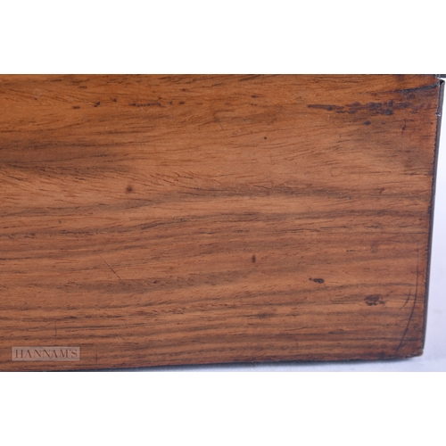 145 - A FINE 19TH CENTURY ANGLO INDIAN CHINESE CARVED WOOD WRITING BOX possibly huanghuali, inset with a b... 