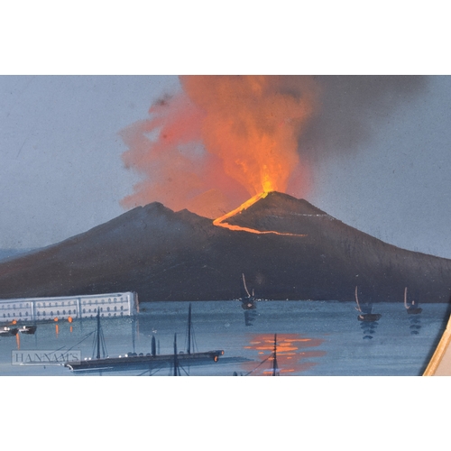147 - Italian School (C1900) Pair, Gouache, Erupting Vesuvius. 48 cm x 42 cm.