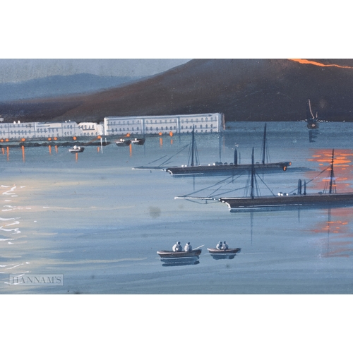 147 - Italian School (C1900) Pair, Gouache, Erupting Vesuvius. 48 cm x 42 cm.