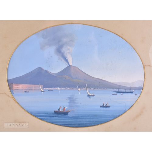 147 - Italian School (C1900) Pair, Gouache, Erupting Vesuvius. 48 cm x 42 cm.