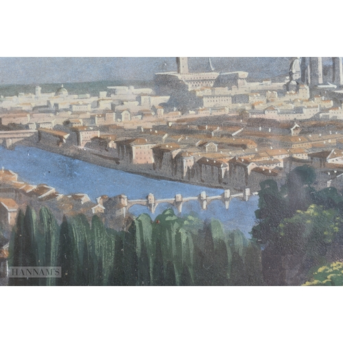 148 - Italian School (C1900) Pair, Town paintings and landscapes. 40 cm x 32 cm.