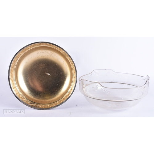 157 - AN EARLY 20TH CENTURY SECESSIONIST STYLE SILVER PLATED GLASS COMPORT Attributed to WMF. 42 cm x 18 c... 