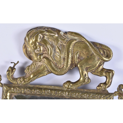 80 - AN UNUSUAL PAIR OF MID 19TH CENTURY FRENCH BRONZE WALL SCONCES formed with lions grappling with serp... 