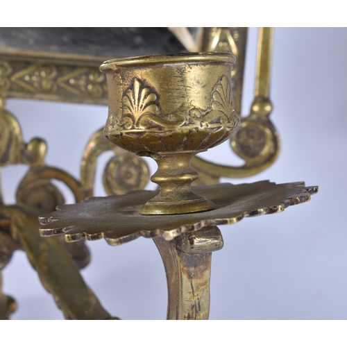 80 - AN UNUSUAL PAIR OF MID 19TH CENTURY FRENCH BRONZE WALL SCONCES formed with lions grappling with serp... 