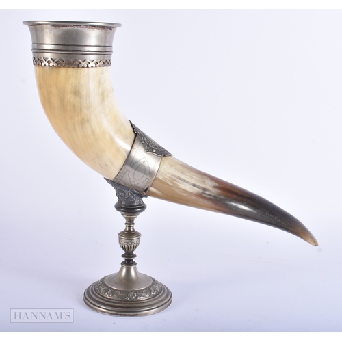 16 - Antique Cornucopia Horn Vase EPNS Stand. 32 cm x 26 cm.