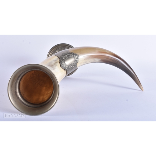 16 - Antique Cornucopia Horn Vase EPNS Stand. 32 cm x 26 cm.