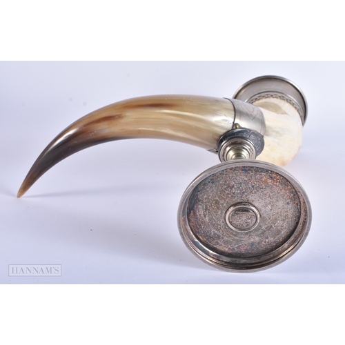 16 - Antique Cornucopia Horn Vase EPNS Stand. 32 cm x 26 cm.