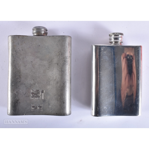 22 - CHARLES RENNIE MACKINTOSH HIP FLASKS together with a Wedgwood majolica vase etc. (qty)