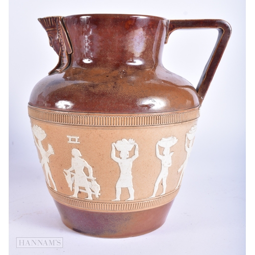 25 - A BING & GRONDAHL BLUE AND WHITE PLATE together with a stoneware Egyptian revival jug & a pottery ro... 