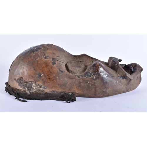 356 - AN UNUSUAL AFRICAN TRIBAL CARVED WOOD MONKEY MASK. 38 cm x 15 cm.