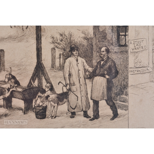 357 - AN UNUSUAL 19TH CENTURY ENGLISH ENGRAVING 'A MEETING OF THE UNEMPLOYED'. 30 cm x 24 cm.
