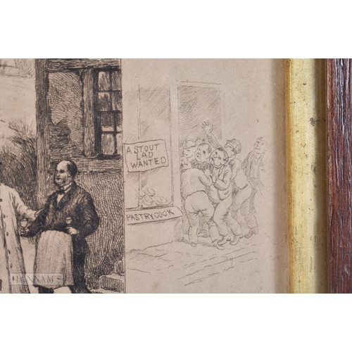 357 - AN UNUSUAL 19TH CENTURY ENGLISH ENGRAVING 'A MEETING OF THE UNEMPLOYED'. 30 cm x 24 cm.