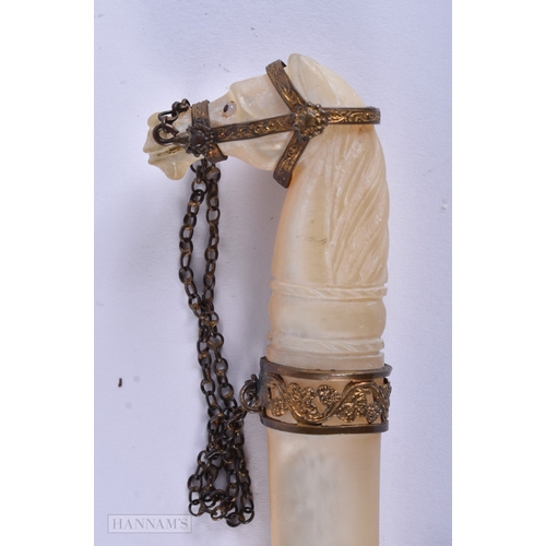 36 - A RARE MID 19TH CENTURY FRENCH PALAIS ROYALE LETTER OPENER formed as a horse. 18.5 cm long.