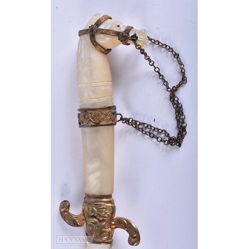 36 - A RARE MID 19TH CENTURY FRENCH PALAIS ROYALE LETTER OPENER formed as a horse. 18.5 cm long.