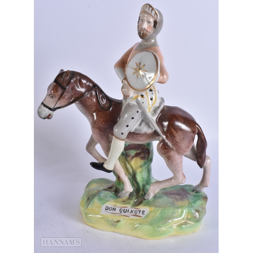 364 - AN UNUSUAL PAIR OF 19TH CENTURY STAFFORDSHIRE FIGURES modelled as Sancho Panza & Don Quixote. Larges... 