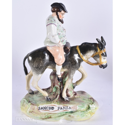 364 - AN UNUSUAL PAIR OF 19TH CENTURY STAFFORDSHIRE FIGURES modelled as Sancho Panza & Don Quixote. Larges... 