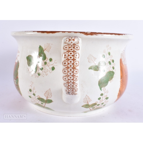 366 - A RARE VICTORIAN TWIN HANDLED CLIFTON SUSPENSION BRIDGE POTTERY BOWL internally printed with a humor... 