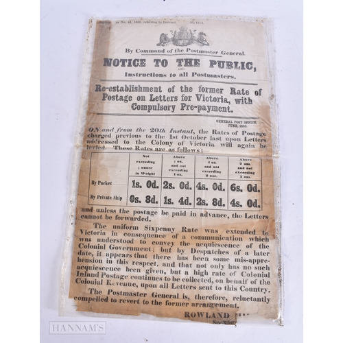 368 - POSTAL INTEREST, QUEEN VICTORIA, NOTICE TO THE PUBLIC, ROWLAND HILL, NO 41 1855. 45cm x 25 cm.