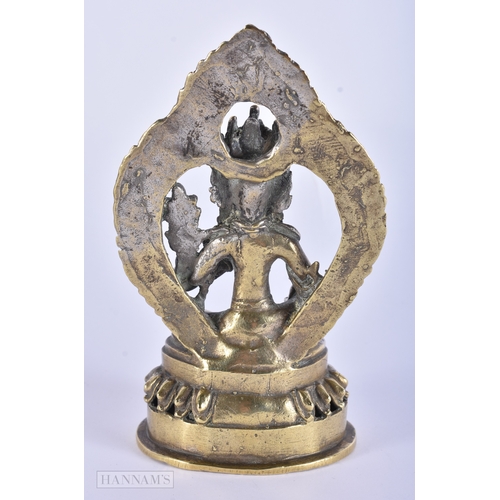 37 - AN ANTIQUE INDIAN TIBETAN BRONZE FIGURE OF A BUDDHA. 14 cm x 8 cm.