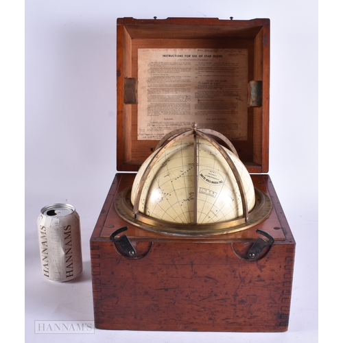 371 - AN UNUSUAL AND LARGE ANTIQUE H HUGHES AND SON OF LONDON HUSUN STAR GLOBE within original box. Box 28... 