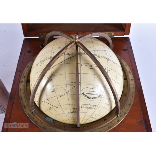371 - AN UNUSUAL AND LARGE ANTIQUE H HUGHES AND SON OF LONDON HUSUN STAR GLOBE within original box. Box 28... 