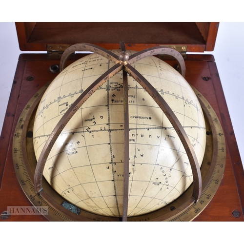 371 - AN UNUSUAL AND LARGE ANTIQUE H HUGHES AND SON OF LONDON HUSUN STAR GLOBE within original box. Box 28... 