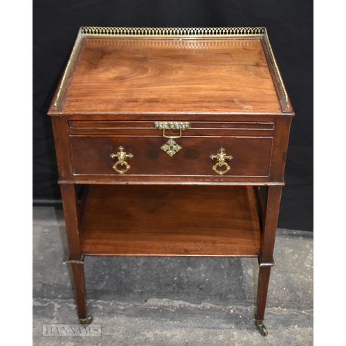 378 - A George III writing cabinet with one drawer and brass gallery 79 x 54 x 44cm