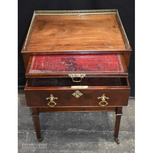 378 - A George III writing cabinet with one drawer and brass gallery 79 x 54 x 44cm