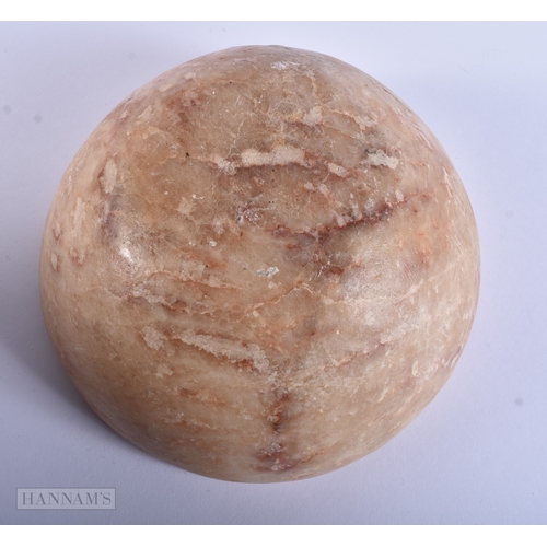 38 - AN EARLY EGYPTIAN MIDDLE EASTERN CARVED ALABASTER BOWL. 14 cm diameter.