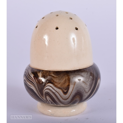 389 - AN EARLY 19TH CENTURY CREAMWARE PEPPER POT. 64.4 grams. 6 cm x 4.5 cm.