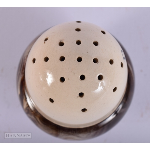 389 - AN EARLY 19TH CENTURY CREAMWARE PEPPER POT. 64.4 grams. 6 cm x 4.5 cm.