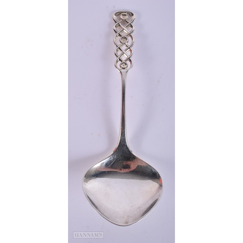 391 - AN ART DECO DANISH DAVID ANDERSEN SILVER SPOON. 50 grams. 18 cm long.