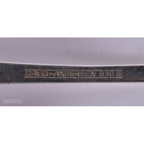 391 - AN ART DECO DANISH DAVID ANDERSEN SILVER SPOON. 50 grams. 18 cm long.
