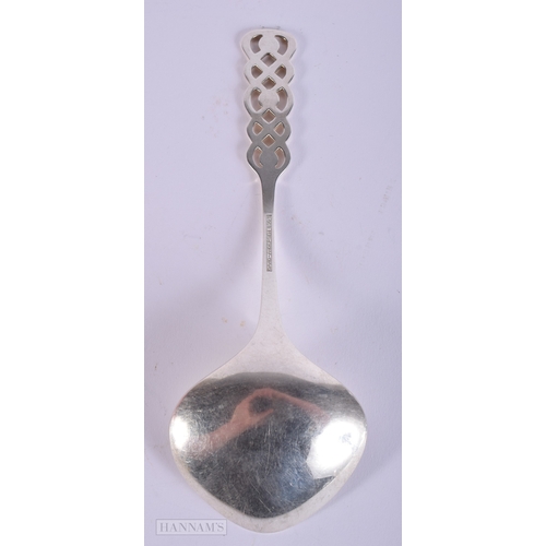 391 - AN ART DECO DANISH DAVID ANDERSEN SILVER SPOON. 50 grams. 18 cm long.