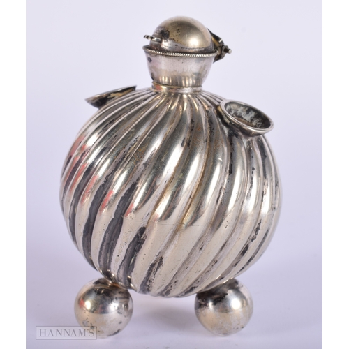 398 - AN UNUSUAL ANTIQUE SILVER TABLE LIGHTER. 166 grams. 10 cm x 7 cm.