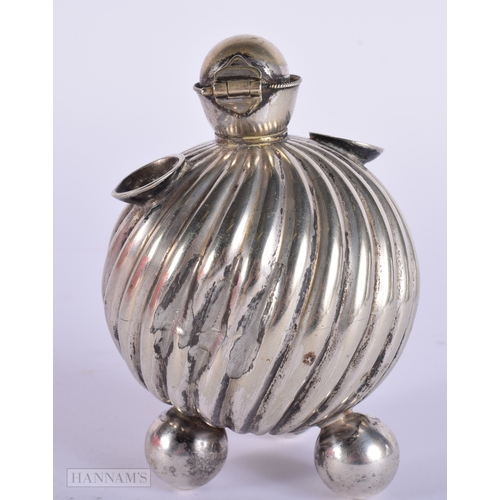 398 - AN UNUSUAL ANTIQUE SILVER TABLE LIGHTER. 166 grams. 10 cm x 7 cm.