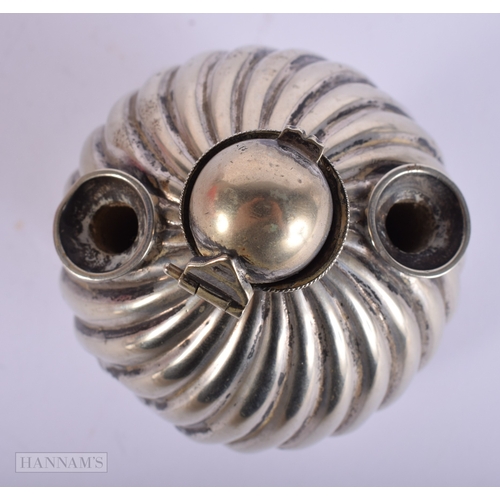 398 - AN UNUSUAL ANTIQUE SILVER TABLE LIGHTER. 166 grams. 10 cm x 7 cm.
