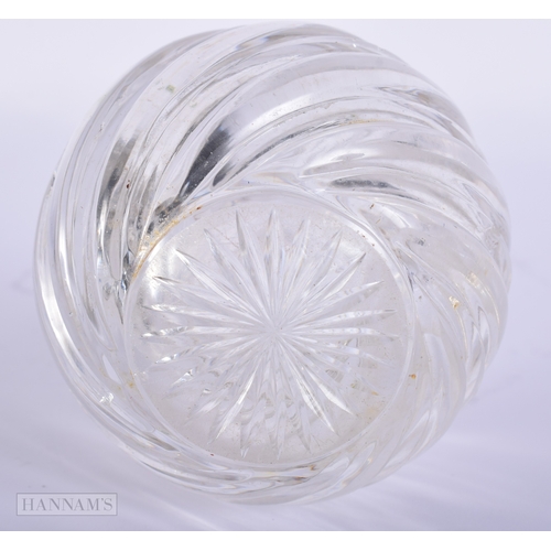 414 - A VICTORIAN SILVER MOUNTED GLASS SCENT BOTTLE. 12 cm x 8 cm.