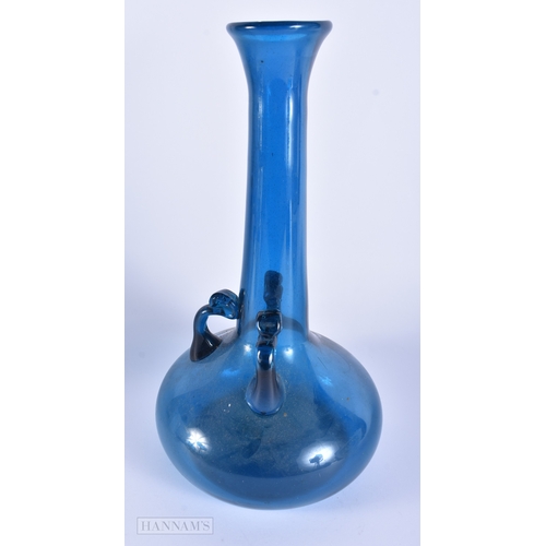 42 - A STYLISH BLUE ART GLASS VASE. 32 cm high.