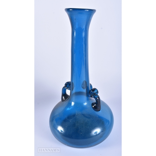 42 - A STYLISH BLUE ART GLASS VASE. 32 cm high.