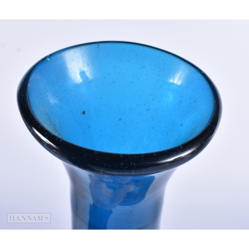 42 - A STYLISH BLUE ART GLASS VASE. 32 cm high.
