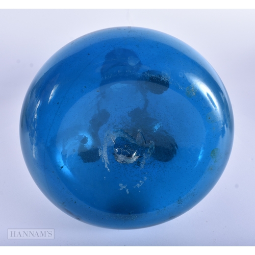 42 - A STYLISH BLUE ART GLASS VASE. 32 cm high.