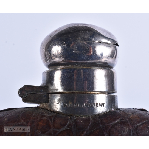 4 - Vintage Hip Flasks Breweriana James Dixon EPNS Silver Plate Leather. Largest 15 cm high. (4)