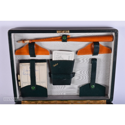448 - A VINTAGE LEATHER CASED GAMING COMPENDIUM. 30 cm x 24 cm.