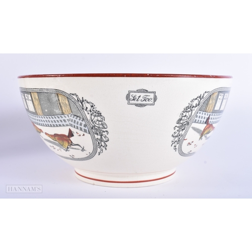 45 - AN ADAMS OLD ENGLISH SPORT COCK FIGHTING POTTERY BOWL. 24 cm x 12 cm.