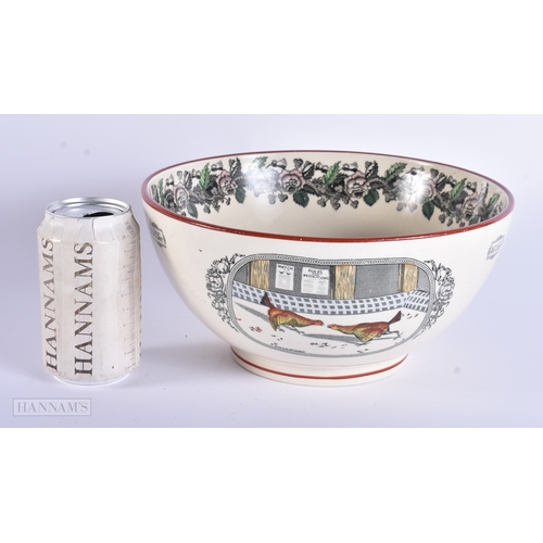 45 - AN ADAMS OLD ENGLISH SPORT COCK FIGHTING POTTERY BOWL. 24 cm x 12 cm.