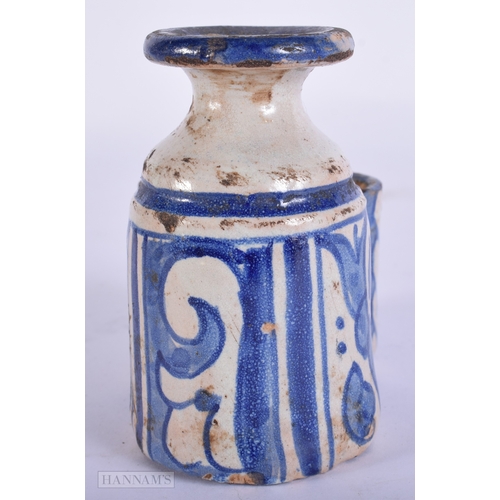 452 - AN ANTIQUE DELFT FAIENCE CONTINENTAL POTTERY VASE. 11 cm wide.
